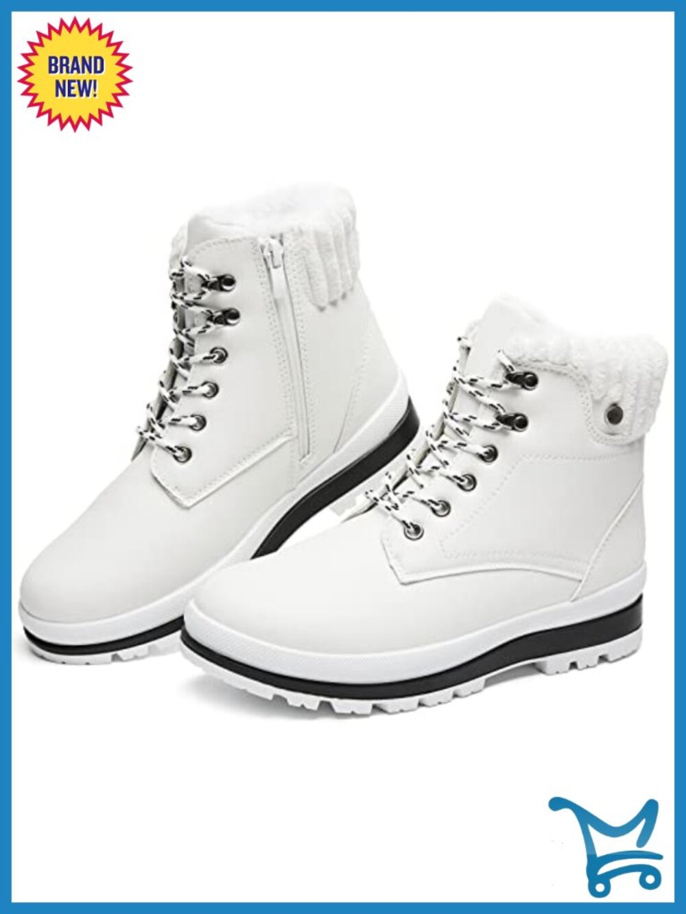 Waterproof Ankle Boots with Side Zipper, Faux Fur Lined Winter Snow Boots